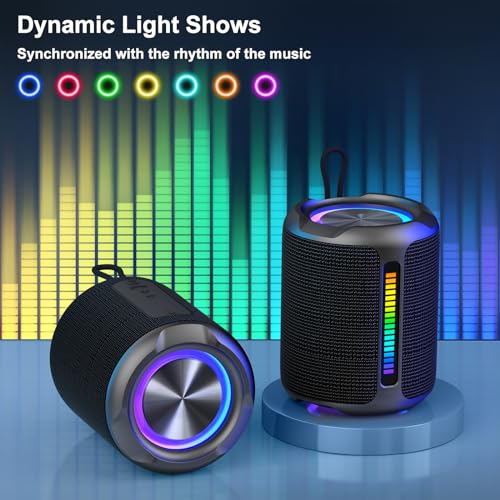 Bluetooth Speaker Wireless Portable, 50W Peak Powerful HD Sound, IPX7 Waterproof Shower Speaker with Deep Bass, Colorful Rhythm Light, Preset EQ, TWS,for Home/Travel/Camping/Party/Beach/Gifts (BT 5.3)