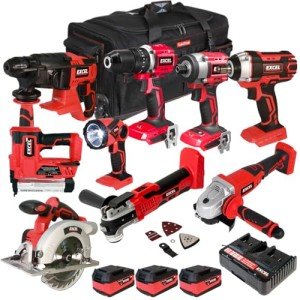 Excel 18V 9-Piece Cordless Power Tool Kit