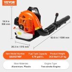 VEVOR 79CC Gas Backpack Leaf Blower, 930CFM
