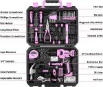 DEKO 126-Piece Pink Tool Kit with Cordless Drill