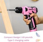 DEKO 126-Piece Pink Tool Kit with Cordless Drill