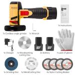 Cordless Mini Angle Grinder with Batteries and Discs