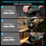 Cordless Angle Grinder with Batteries, 8500RPM