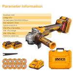 INGCO 20V Cordless Angle Grinder with Batteries and Discs