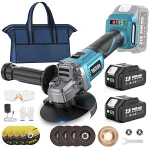 SEESII 21V Cordless Angle Grinder with Batteries