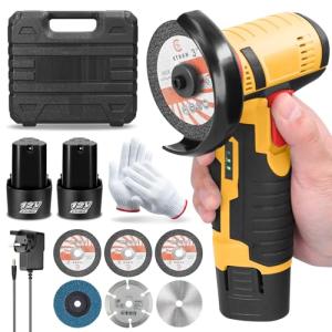 Compact 12V Cordless Angle Grinder with Batteries