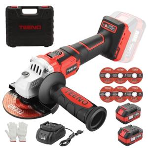 TEENO 21V Cordless Angle Grinder with Batteries