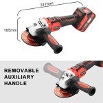 TEENO 21V Cordless Angle Grinder with Batteries