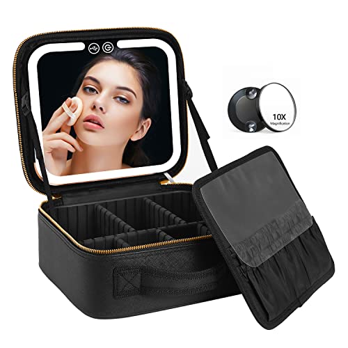 LED Lighted Organic Makeup Organizer Vanity Case