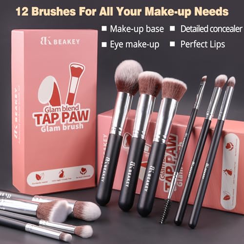 BEAKEY Glam Blend Makeup Brush Set - 12Pcs