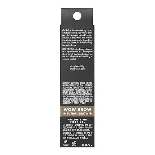 e.l.f. Volumizing Wow Brow Gel, Neutral Brown, 0.12 Oz
