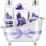 Lavender Spa Gift Basket for Women, 4 Pieces
