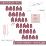 Glamnetic Mauve Press On Nails - 30 Count