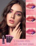 Pink Rose Peel Off Lip Tint Set - 3pcs