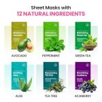 12-Pack Organic Facial Sheet Masks for Glowing Skin
