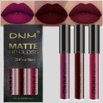 Dark Red Matte Liquid Lipstick Set - 3 Pcs