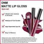Dark Red Matte Liquid Lipstick Set - 3 Pcs