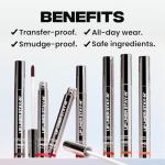 Sacheu Lip Liner STAY-N Peel Off Lip Stain — Long Lasting Matte Lip Tattoo Transfer Proof Lipstain Infused with Hyaluronic Acid & Vitamin E for All Skin Types — Vegan & Cruelty-Free, p-INKED