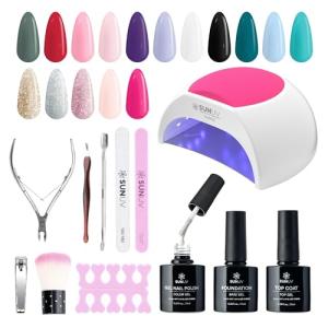 SUNUV 16 Color Gel Nail Polish Kit with UV Light
