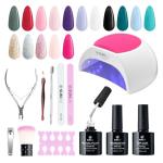 SUNUV 16 Color Gel Nail Polish Kit with UV Light