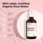 Pure USDA Organic Rose Water Spray for Face & Hair