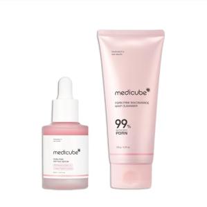 medicube PDRN Cleansing & Care Set: Salmon DNA PDRN Pink Peptide Serum and Pink Marshmallow Whip Cleanser
