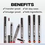 Sacheu Lip Liner STAY-N Peel Off Lip Stain — Long Lasting Matte Lip Tattoo Transfer Proof Lipstain Infused with Hyaluronic Acid & Vitamin E for All Skin Types — Vegan & Cruelty-Free, p-INKED