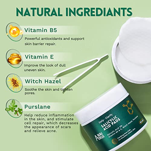 ANAI RUI Salicylic Acid Acne Treatment Pads, 80 Count