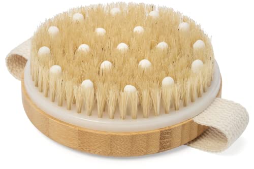 Natural Bristle Dry Body Brush for Skin Renewal