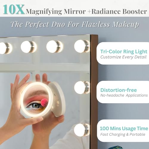 LUXFURNI Large Hollywood Vanity Mirror with 18 LED Bulbs