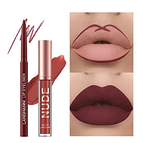 12pc Matte Liquid Lipstick & Liner Set - Nude