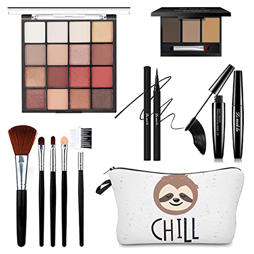 Organic Makeup Kit - Eyeshadow Palette, Brushes, Pencil