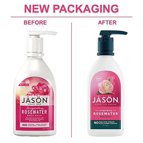 Jason Natural Invigorating Rosewater Shower Gel, 30 Oz