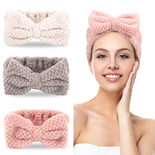 3 Pack Organic Cotton Bowtie Spa Headbands for Women