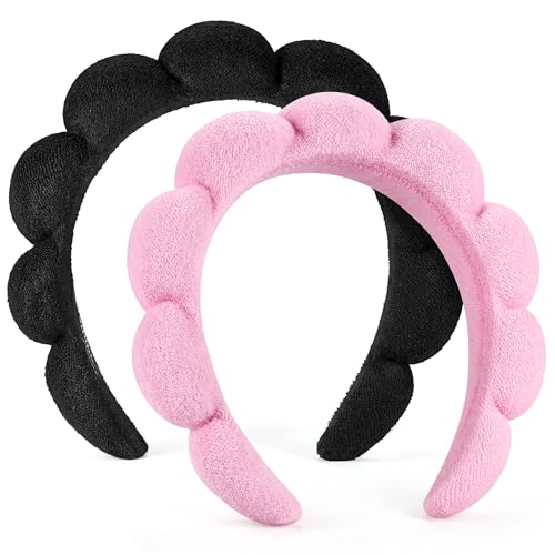 Organic Spa Headbands Set - Pink & Black