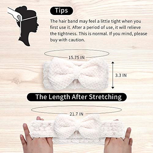 3 Pack Organic Cotton Bowtie Spa Headbands for Women