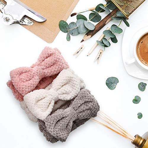 3 Pack Organic Cotton Bowtie Spa Headbands for Women