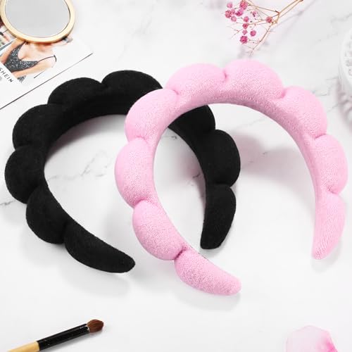 Organic Spa Headbands Set - Pink & Black