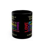 Inspirational Black Mug with Galatians 5:22-23 Design