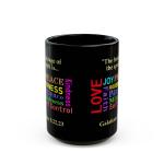 Inspirational Black Mug with Galatians 5:22-23 Design