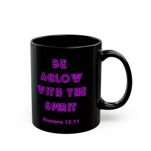 Inspiring Black Mug with Romans 12:11 Quote