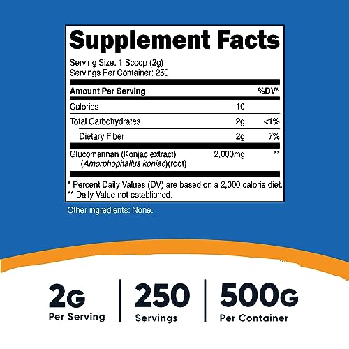 Glucomannan Powder - 500 Grams - Nutricost