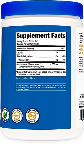 Glucomannan Powder - 500 Grams - Nutricost