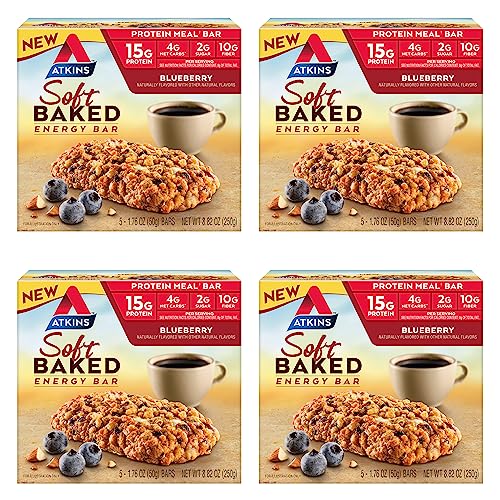 Atkins Blueberry Soft Baked Bars, 15g Protein, Low Carb