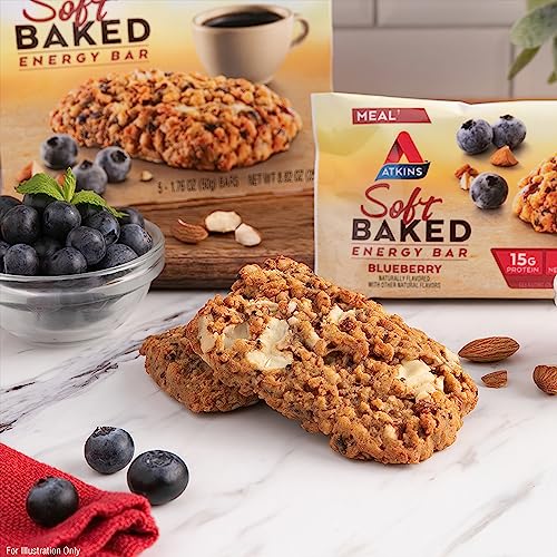 Atkins Blueberry Soft Baked Bars, 15g Protein, Low Carb
