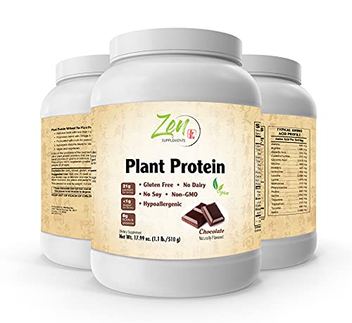 Zen Plant Protein-Chocolate 1.1LB - 23g Protein -Vegan, Gluten-Free