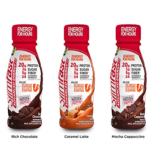 High Protein SlimFast Energy Shake, Caramel Latte, 4 Count