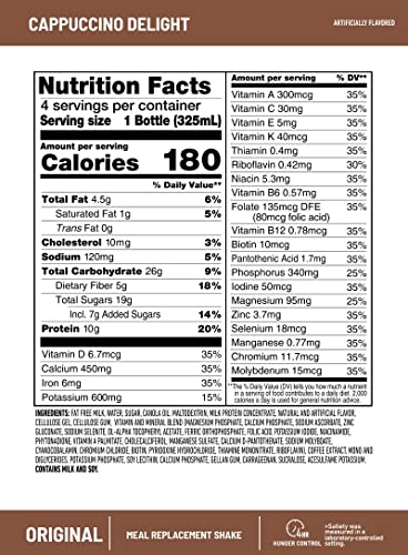 Original Cappuccino Delight SlimFast Shake, 10g Protein, 11oz