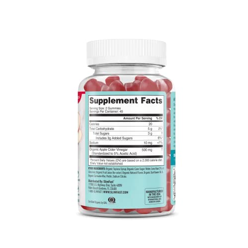 Apple Cider Vinegar Gummies, 500mg per Serving, Apple Flavor