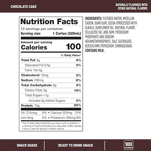 SlimFast Snack Shakes: Fiber & Protein, Chocolate Cake